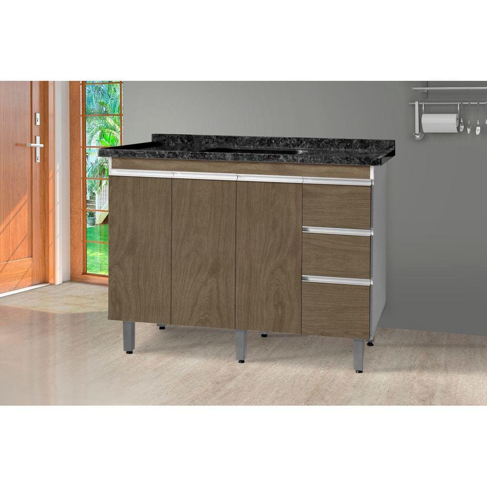 Gabinete Para Cozinha Gana Amêndoa/Branco - Passe Bem Móveis