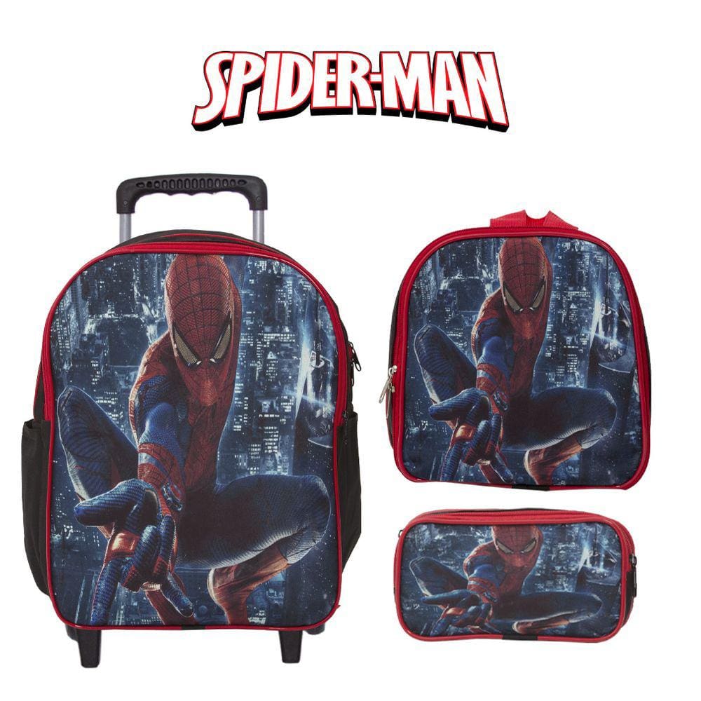 Kit Mochila E Lancheira Escolar Homem Aranha Auto Relevo Extra