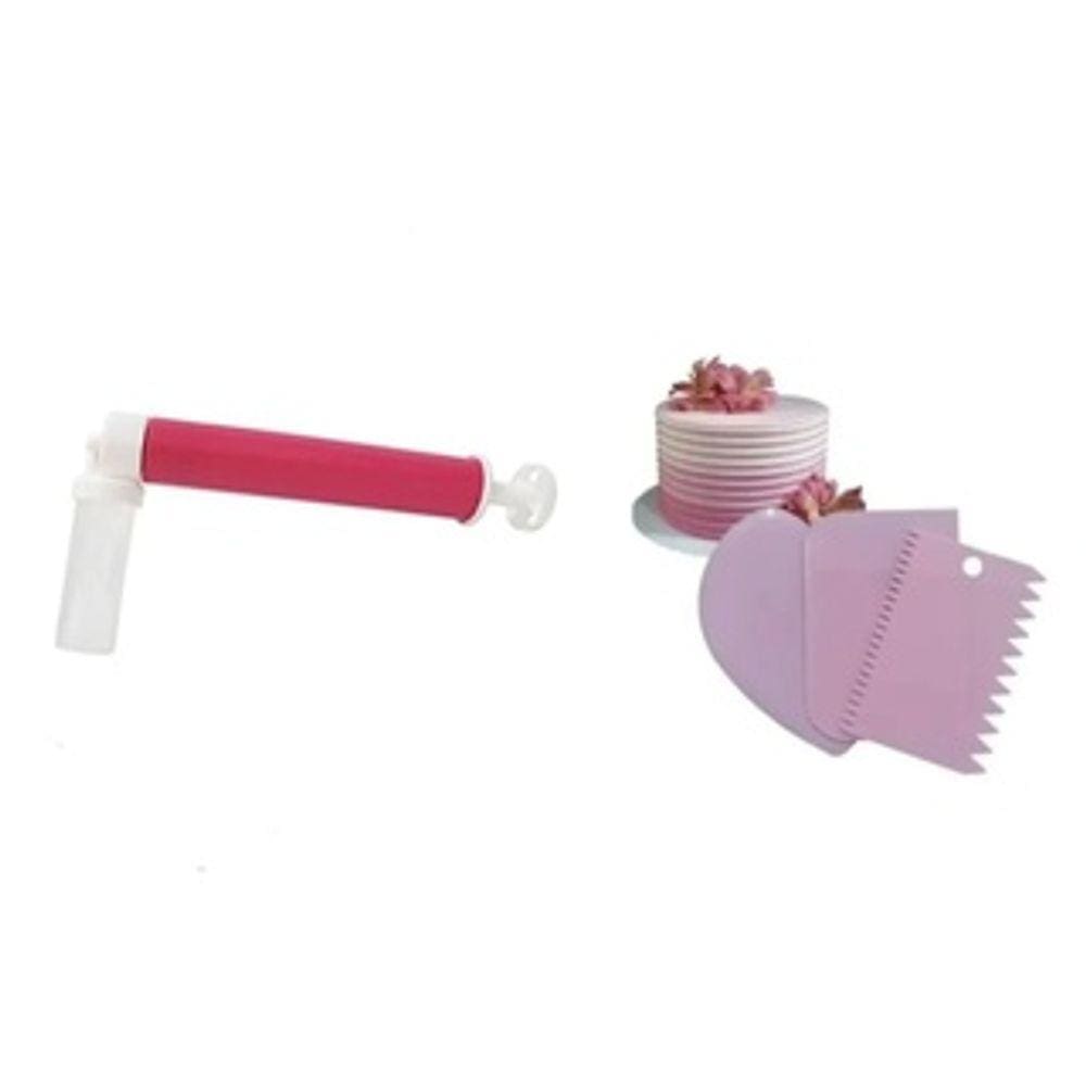 Pulverizador / Bombinha Para Bolo + 3 Espátulas Decorativas