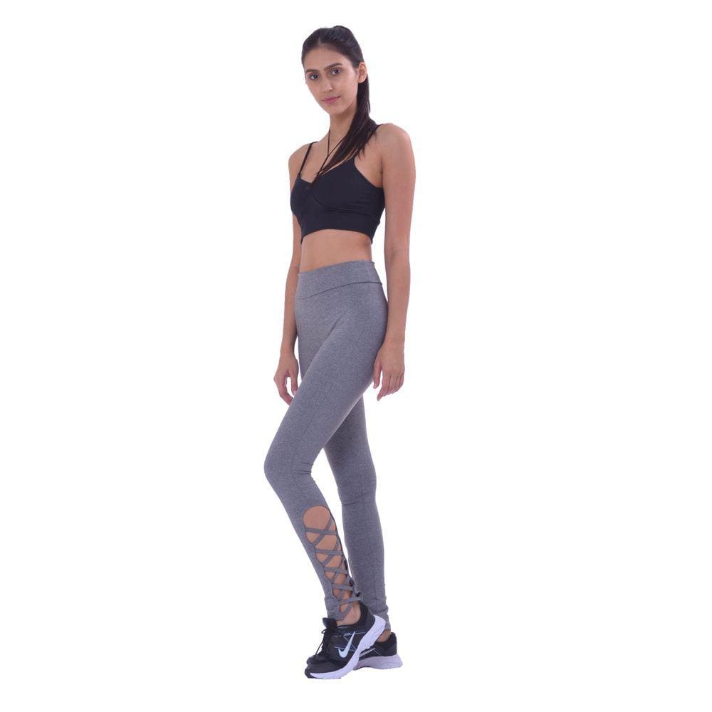 Calça Legging Fitness Trançada em Power Suplex Cinza