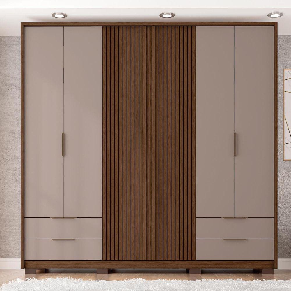 Guarda Roupa Casal 6 Portas 4 Gavetas Suburban Talisma Espresso Mpoveis Havana/Cinza