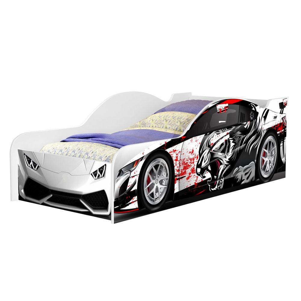 Cama Carro Corrida Desing Moderno Branca