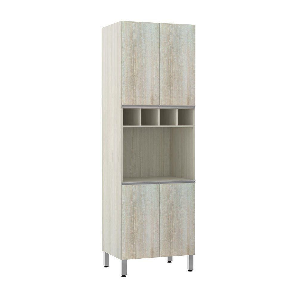 Paneleiro Luciane 70cm Nicho Microondas 4 Portas e 1 Nicho Lis