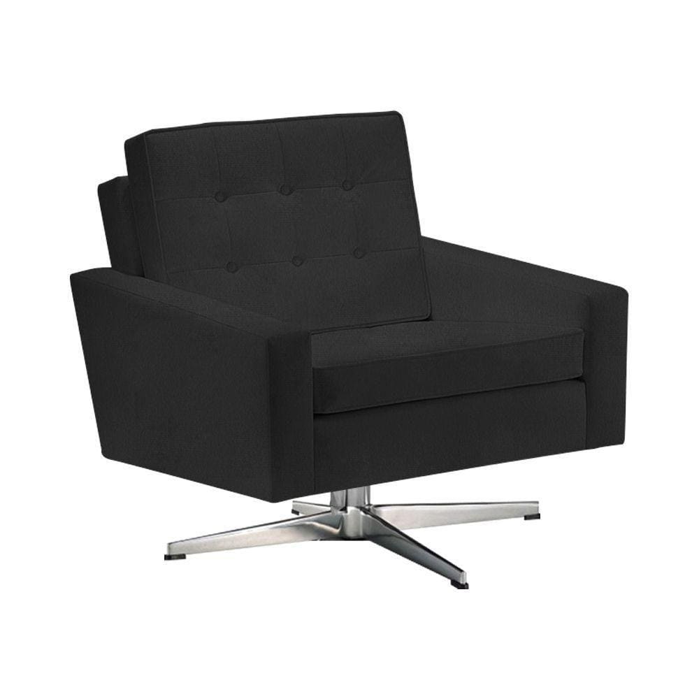 Poltrona Fk Giratória Suede Preto Base Alumínio Cor Preto