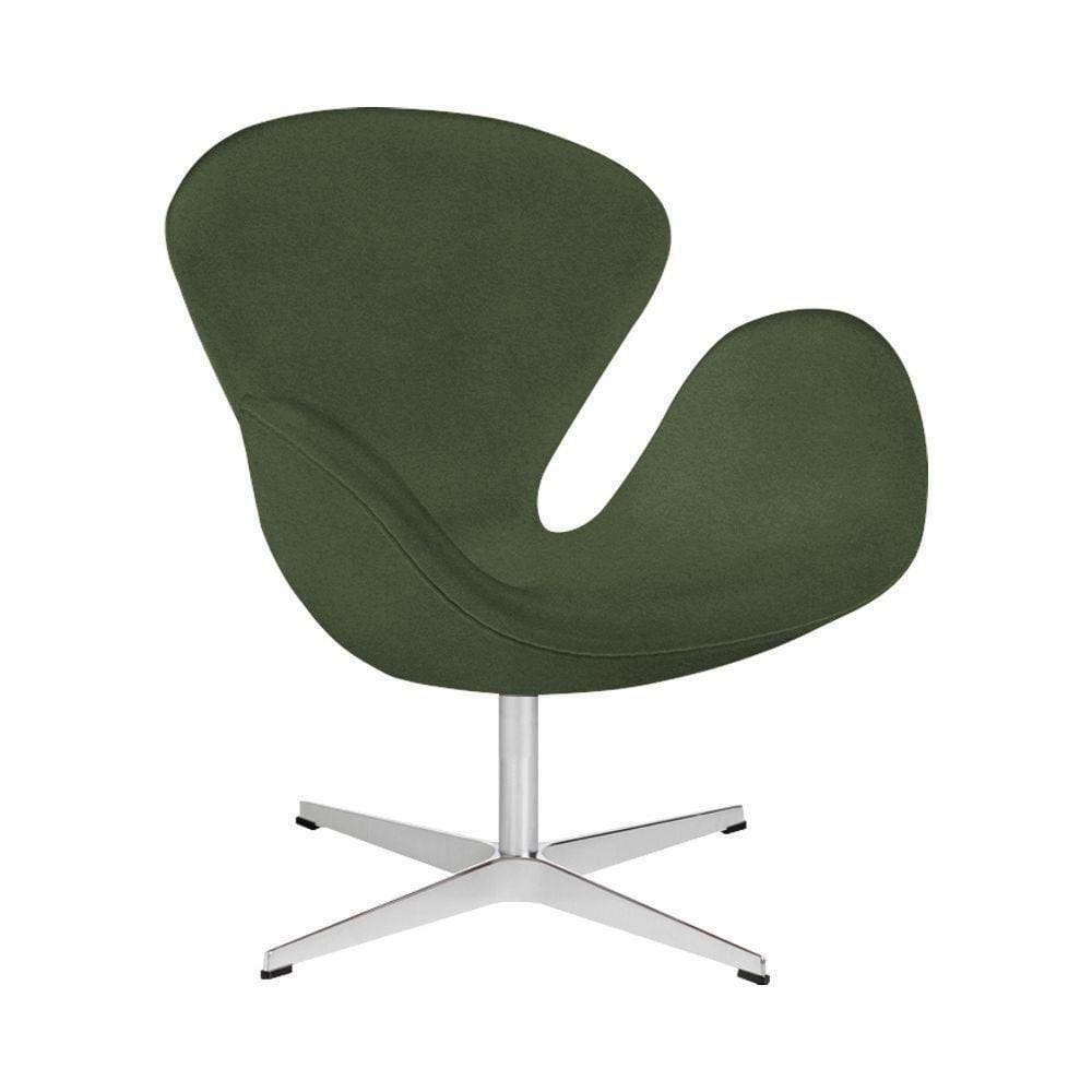 Poltrona Swan Linho Verde Base Alumínio Giratória Cor Verde