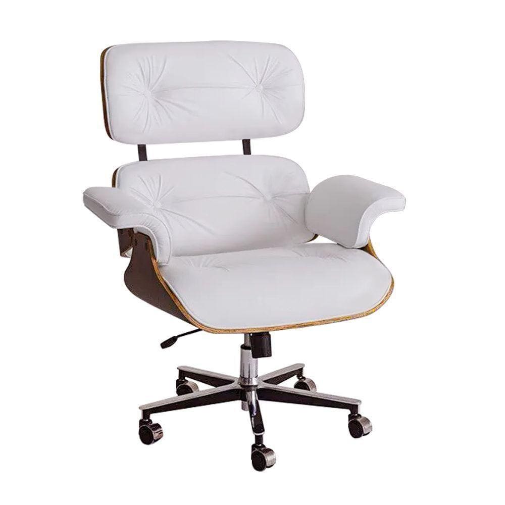Poltrona Charles Eames Office Exec Couro Sintético Branco Cor Branco