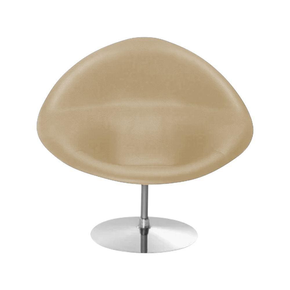 Poltrona Design Gondula Couro Natural Bege Cor Bege