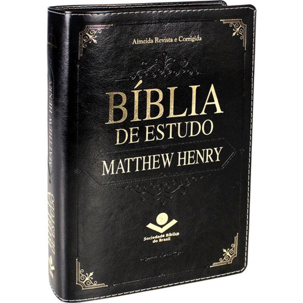 Bíblia De Estudo Matthew Henry - Couro Sintético Preto: Almeida Revista E Corrigida (arc), De Sociedade Bíblica Do Brasi