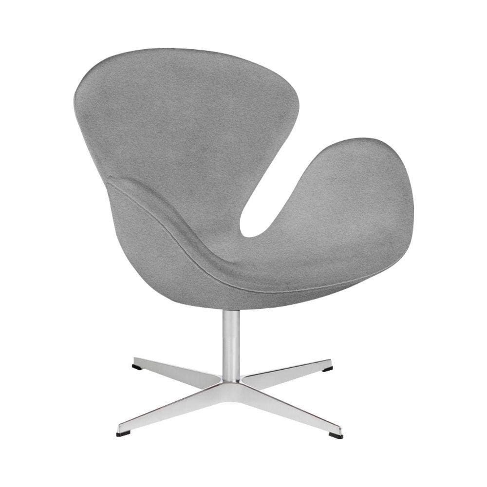 Poltrona Swan Suede Cinza Base Alumínio Giratória Cor Cinza
