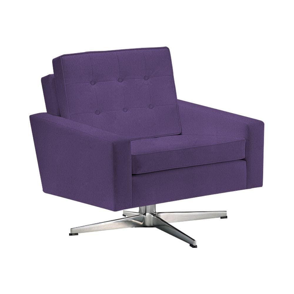Poltrona Fk Giratória Suede Roxo Base Alumínio Cor Roxo