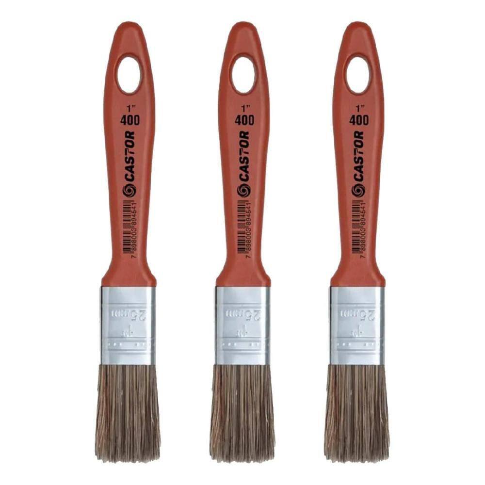 Pincel 1 POL Série 400 Laranja 3 Unidades CASTOR