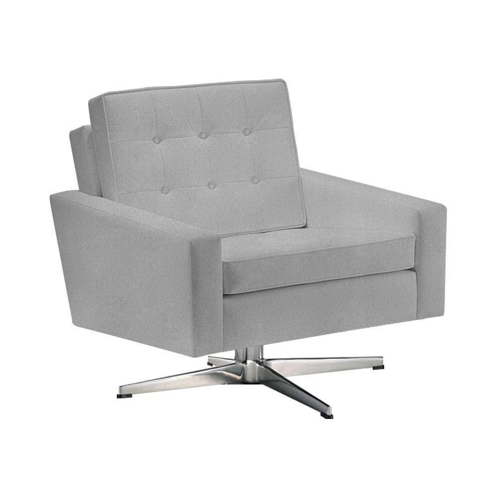 Poltrona Fk Giratória Suede Cinza Base Alumínio Cor Cinza