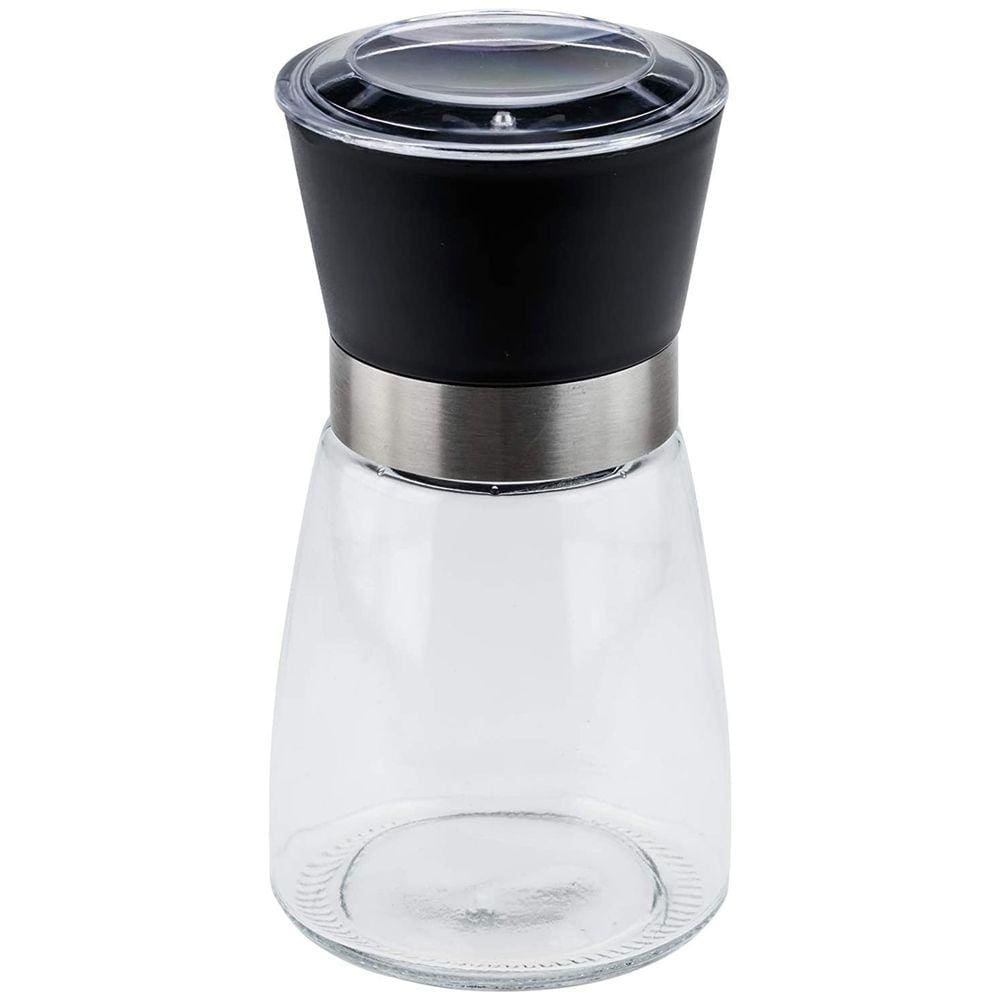 Moedor de Sal e Pimenta 170ml Lyor Vidro Moinho de Cerâmica e Tampa Plástica Preta