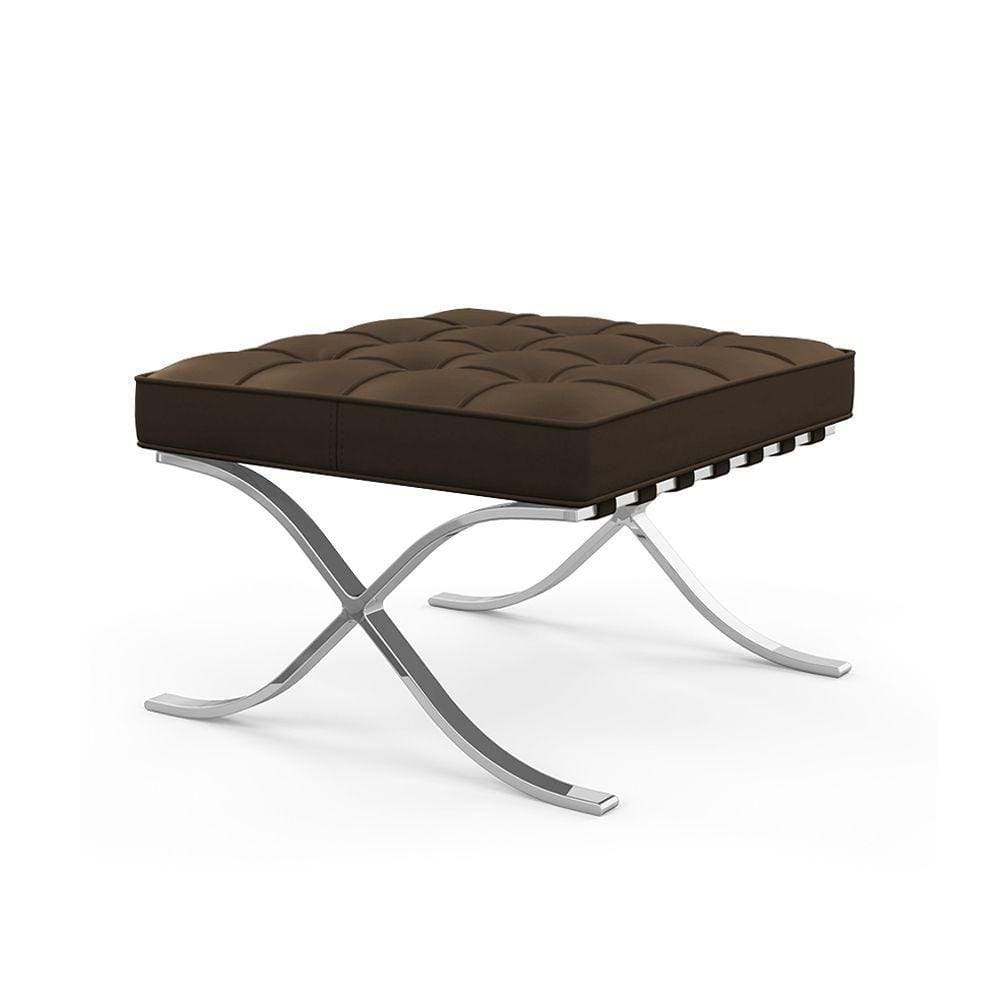 Puff Barcelona Inox Em Couro Natural Marrom Cor Marrom