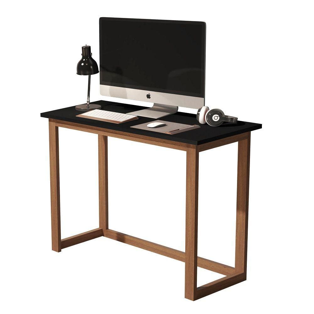 mesa de estudo 90cm cavatele com pes de madeira preto