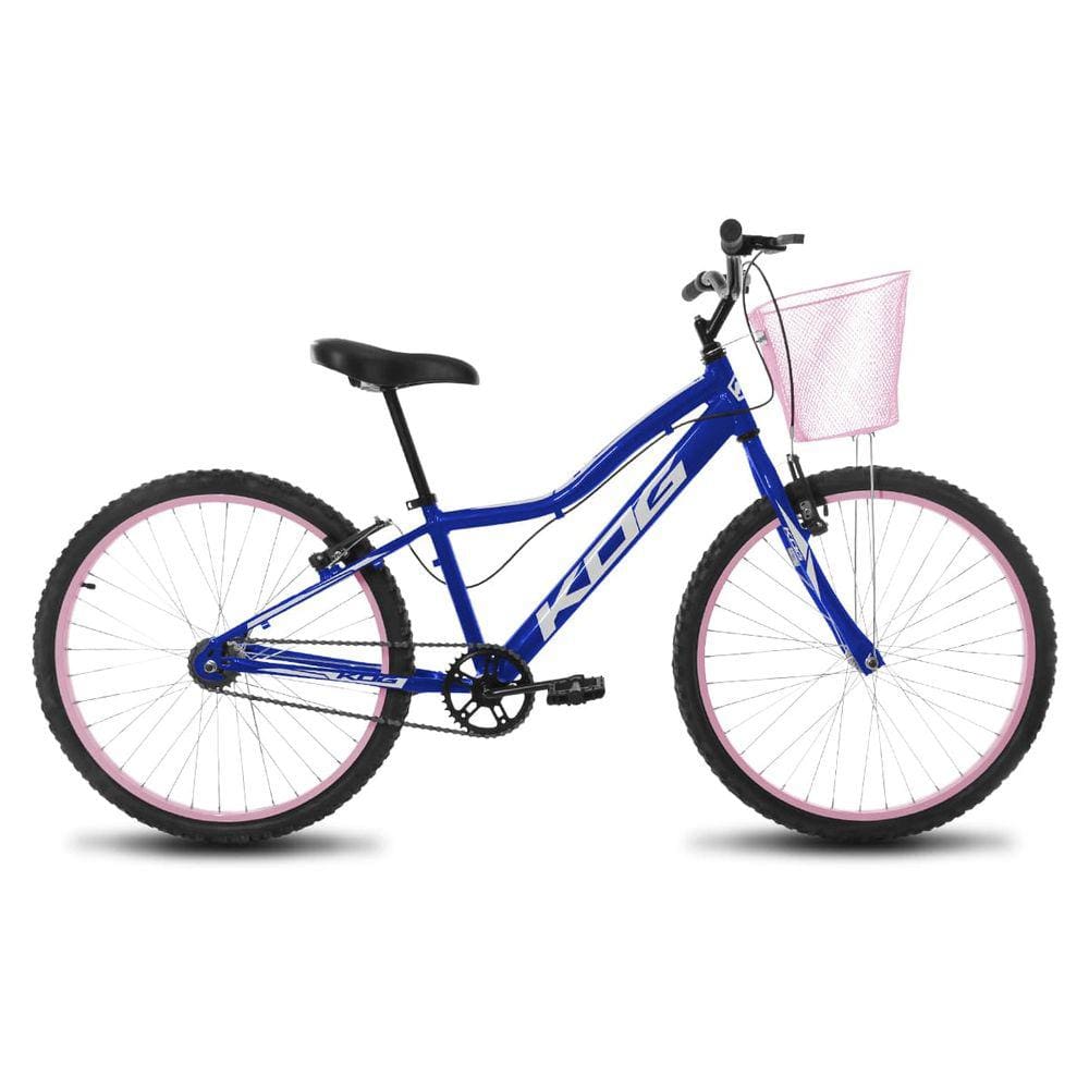 Bicicleta Infantil Feminina Aro 24 KOG Alumínio Com Cestinha