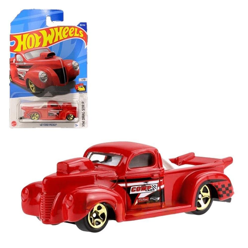 Carrinho Hotwheel 40 Ford Pickup Vermelha Drag Strip