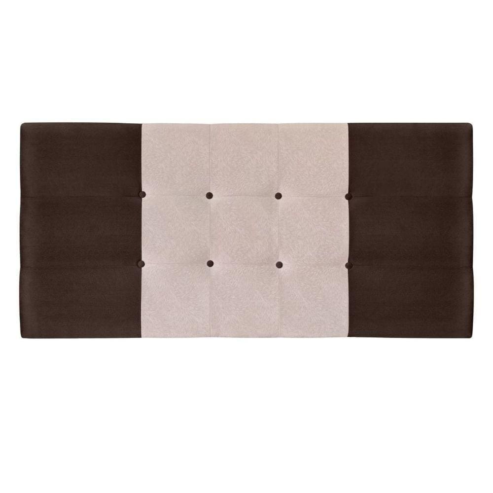 Cabeceira Painel Cama Box Casal 140Cm Nina Suede Marrom Bege