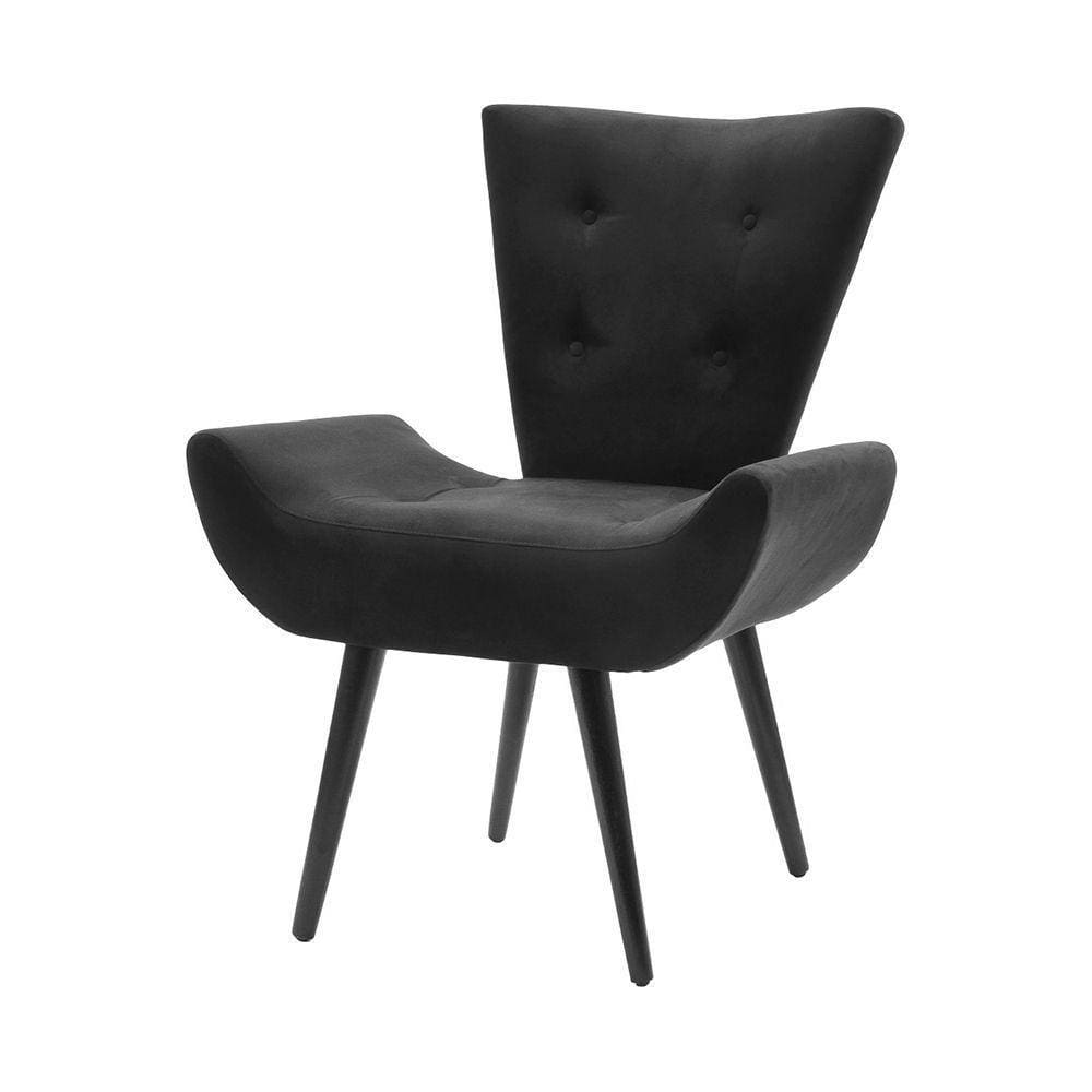 Poltrona Decorativa Emilia Pé Palito Em Suede - Preto - Cor: Preto