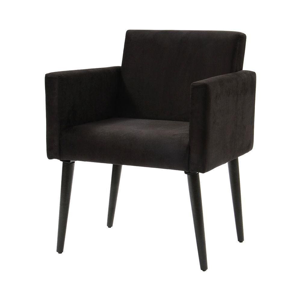 Poltrona Luca Para Sala De Recepção Em Suede - Preto - Cor: Preto