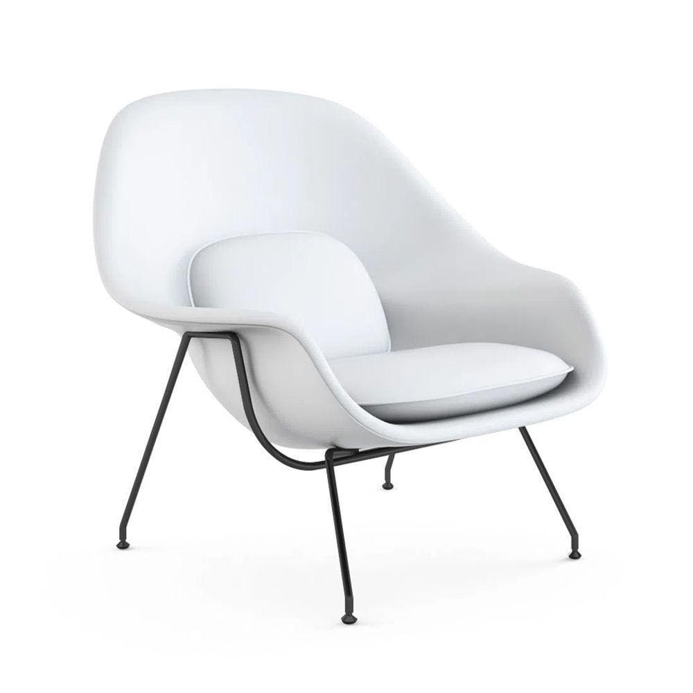 Poltrona Womb Chair Sem Puff Base Preta Sintético Branco Cor Branco