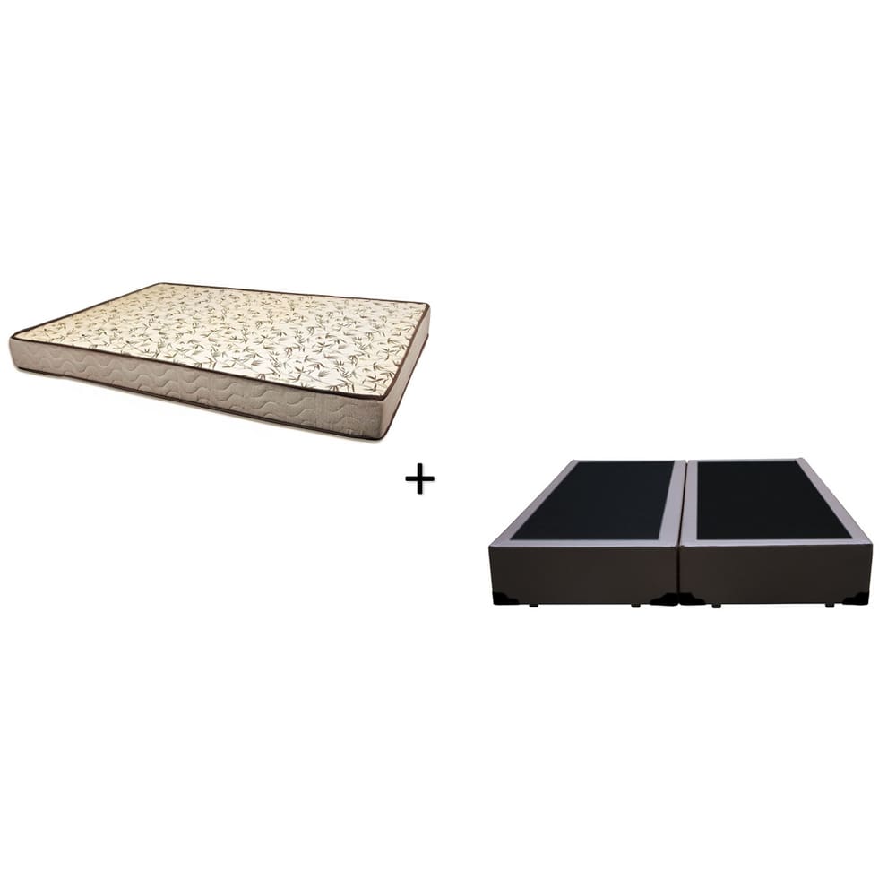 Cama Box Queen 158 Tecido Sintético Marrom Com Colchão 158 Flórida Bello Box - 100% Espuma - D26 Cinza