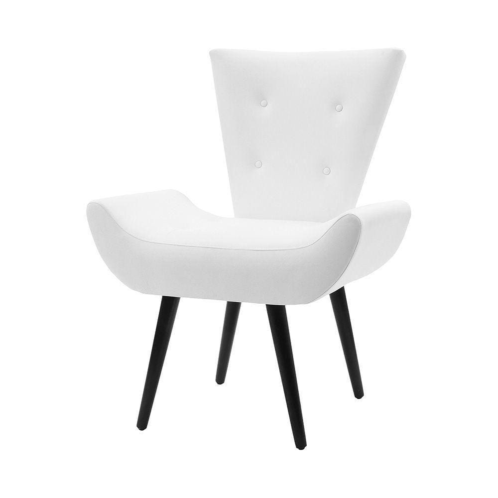 Poltrona Decorativa Emilia Pé Palito Em Suede - Branco - Cor: Branco