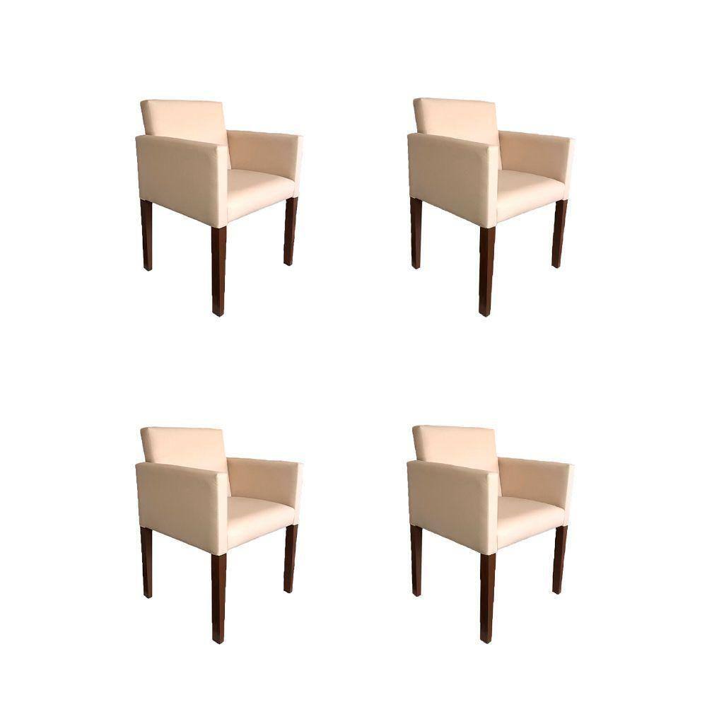 Kit 4 Poltronas Nina Estilo Retrô Ideal Para Sala De Estar - Creme - Cor: Bege