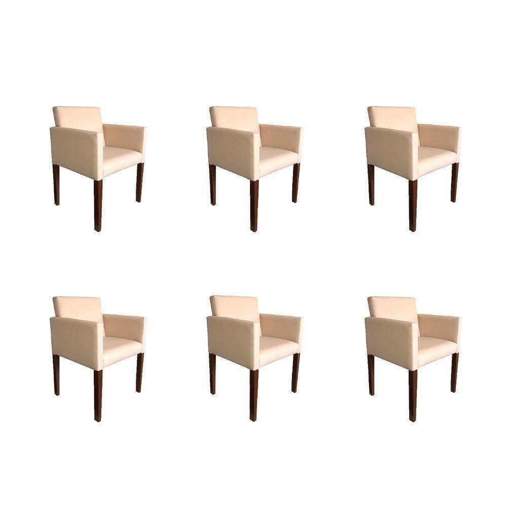 Kit 6 Poltronas Nina Estilo Retrô Tecido Suede Ideal Para Sala De Estar - Creme - Cor: Bege