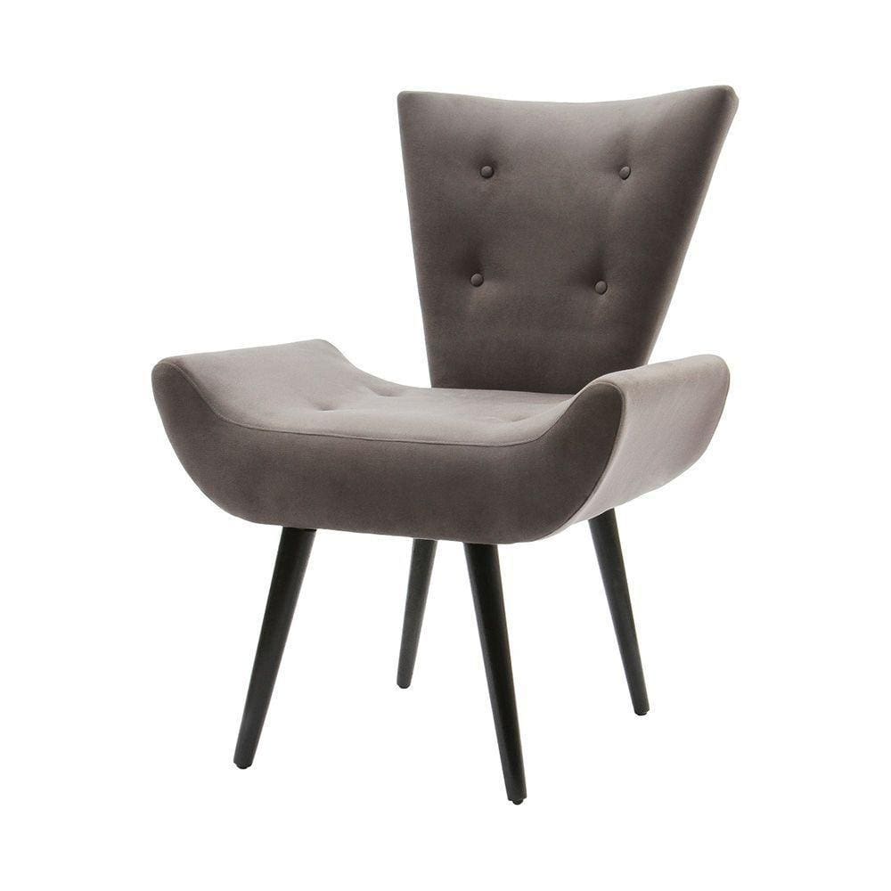 Poltrona Decorativa Emilia Pé Palito Em Suede - Grafite - Cor: Cinza