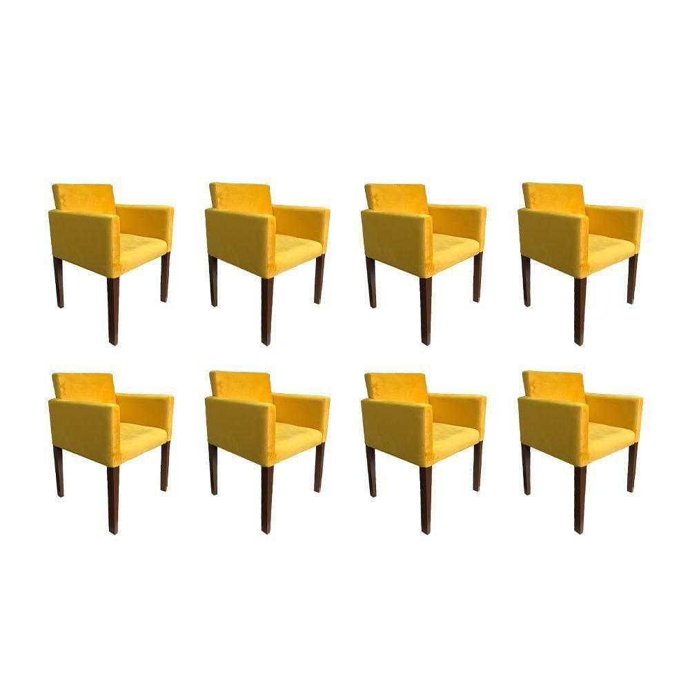 Kit 8 Poltronas Nina Escritório Sala De Recepção Tecido Suede - Amarela - Cor: Amarelo