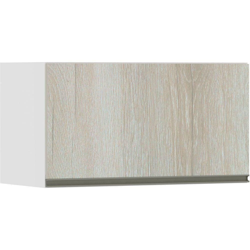 Armário Basculante 80cm 1 Porta Branco Polar C/Legno Crema
