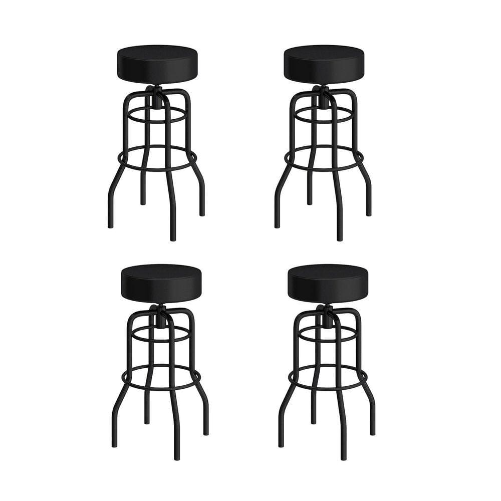 Conjunto 4 Banquetas de Aço 70cm Giratória Paris Preto/Preto