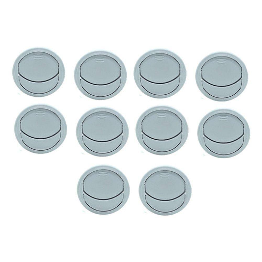 10pc Difusor Ar Condicionado Ventilacao Universal 53mm Cinza