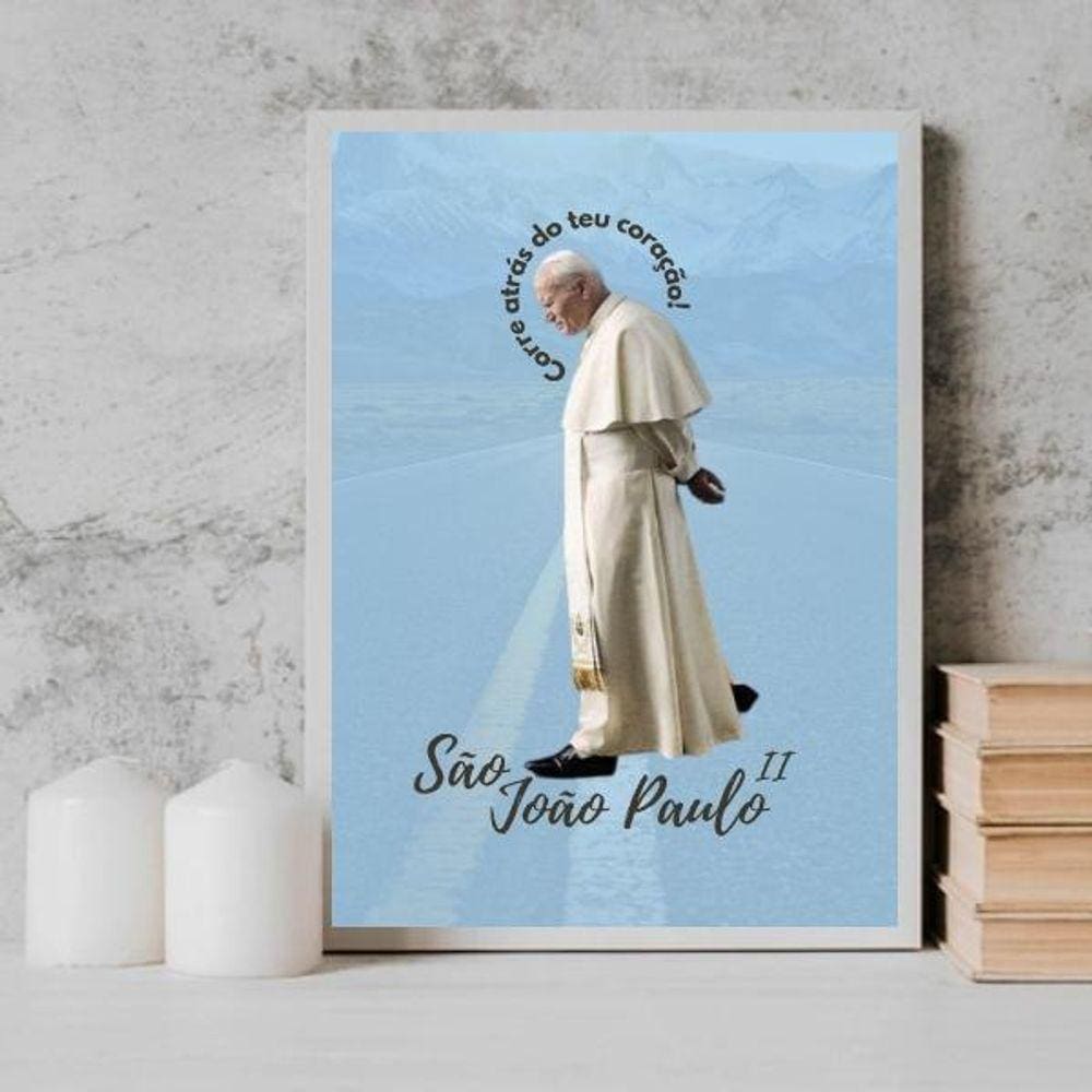 Quadro Decorativo João Paulo Ii 24X18Cm - Com Vidro Preta