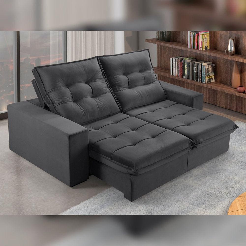 Sofá Retrátil e Reclinável 2 Lugares 230cm M166 Cinza Escuro