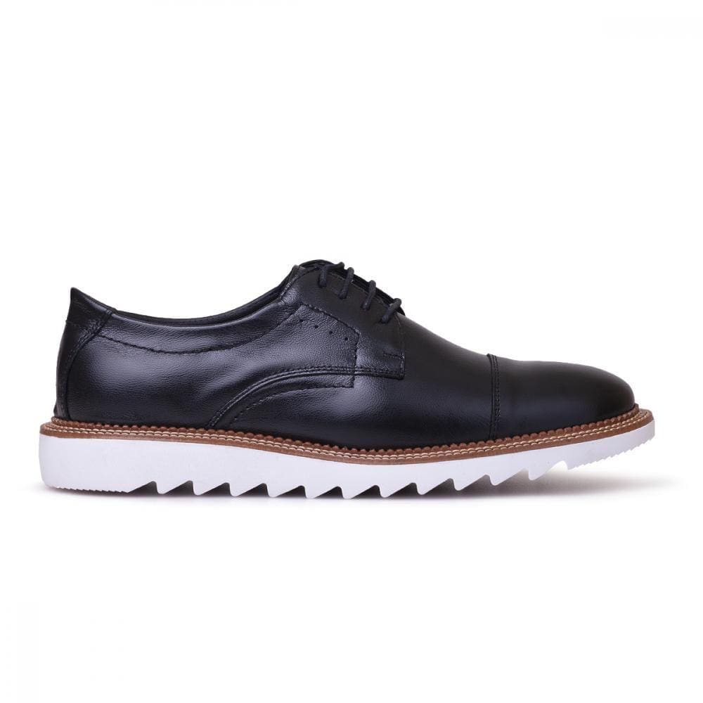 Sapato Social Couro Masculino Solado Borracha Tratorado Antiderrapante 45020 Preto