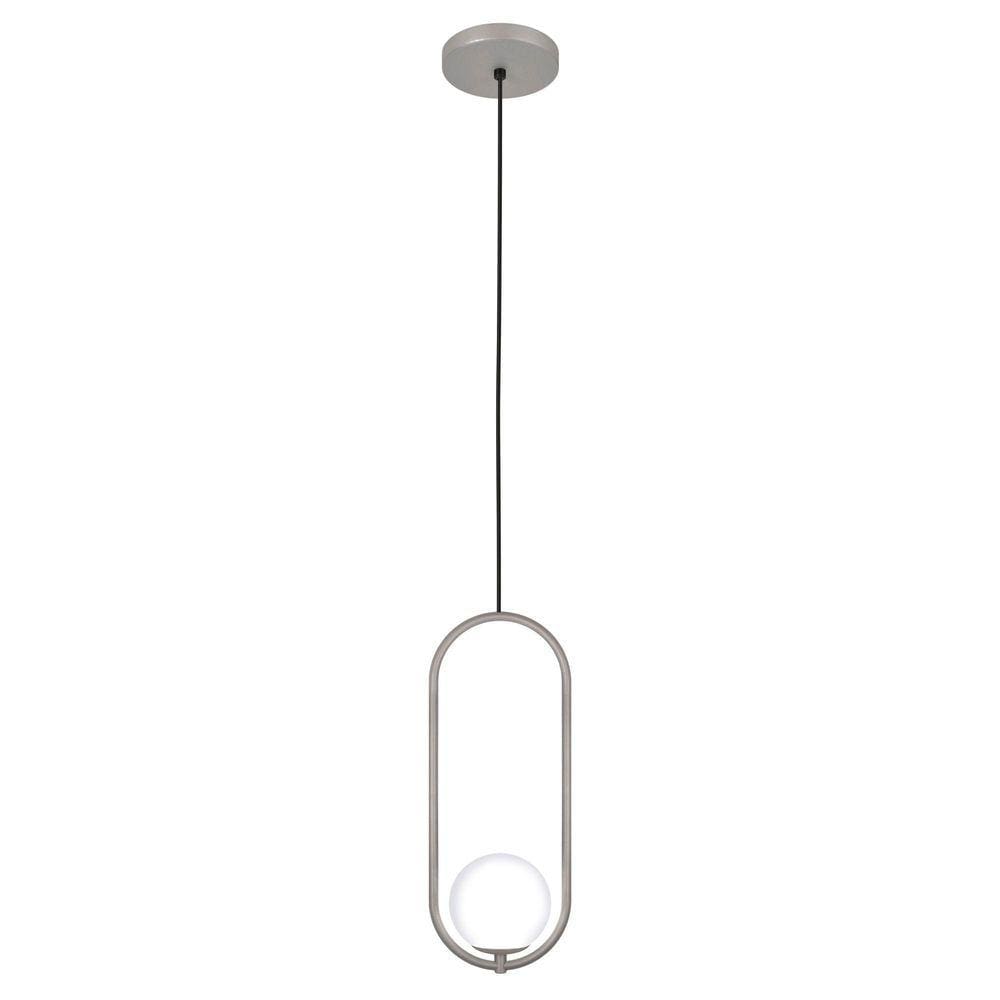 Luminária Teto Lustre Arco Globo Vidro Cozinha Mesa Prata