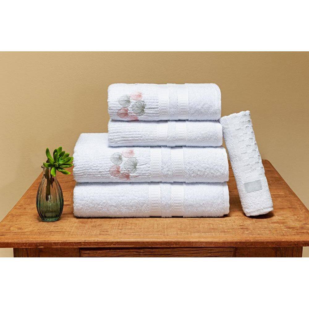 Jogo De Banho Natureza 5Pçs 100% Algodão Branco