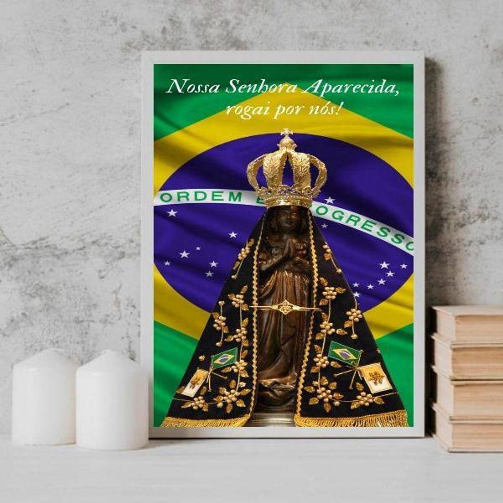 Quadro Nossa Senhora Aparecida Rogai Por Nós 45X34Cm