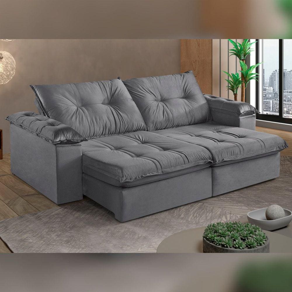 Sofá Retrátil e Reclinável 2 Lugares 290cm M164 Cinza Escuro