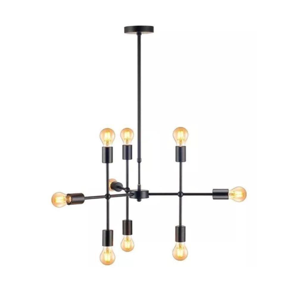 Lustre Pendente Avant Hash Aço 9xE27 Preto Fosco