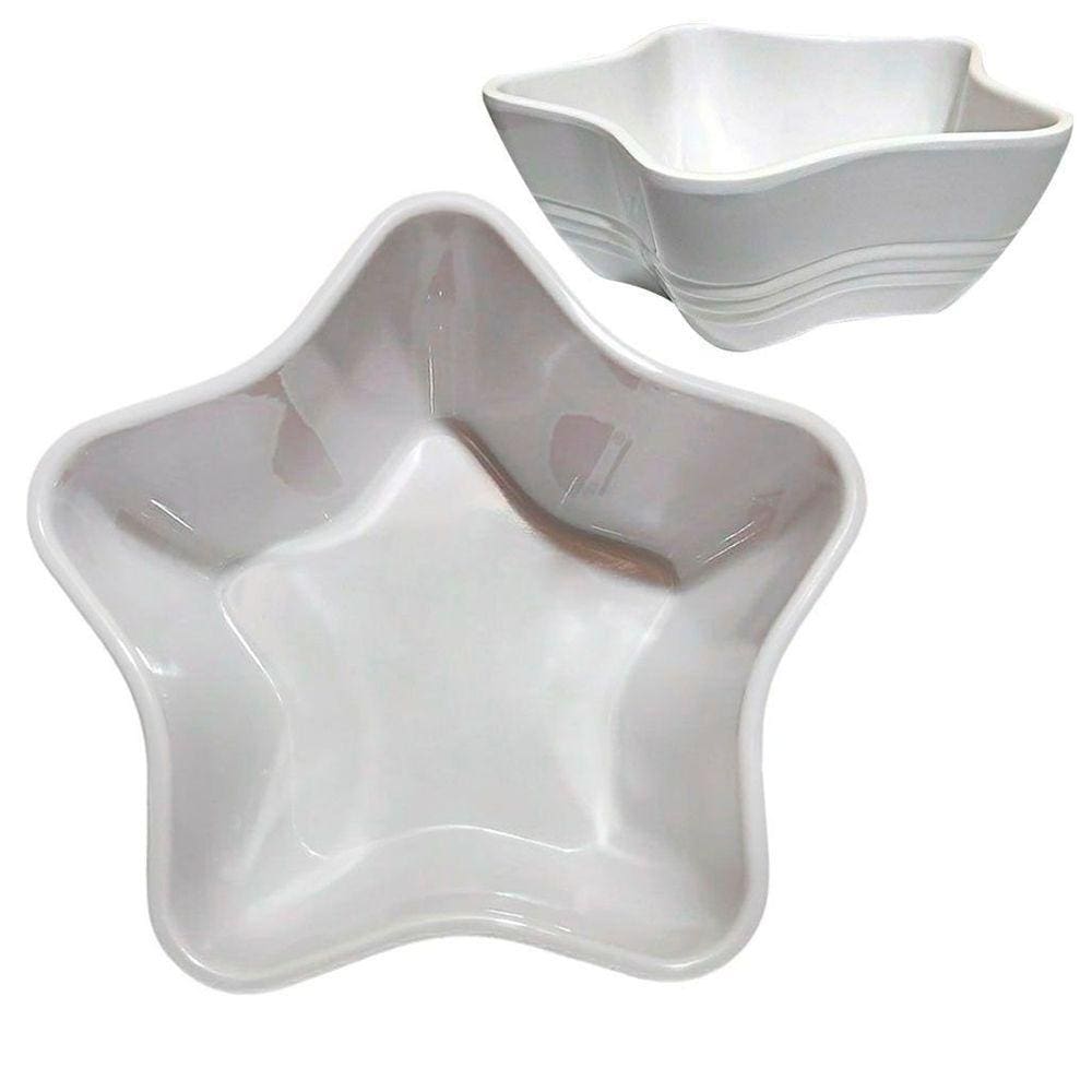 Kit 2 Tigelas Bowl Melamina Estrela Branca 600Ml
