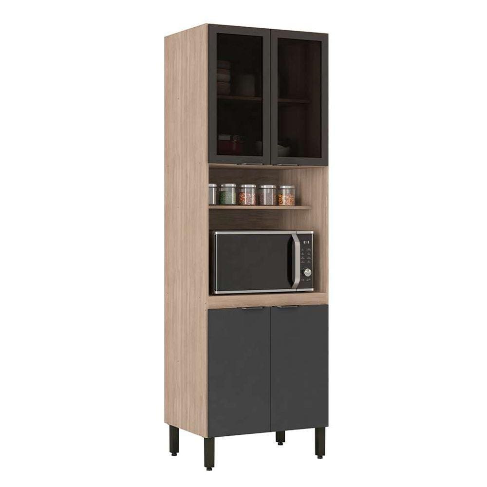 paneleiro firenze com vidro 4 pt avena e grafito