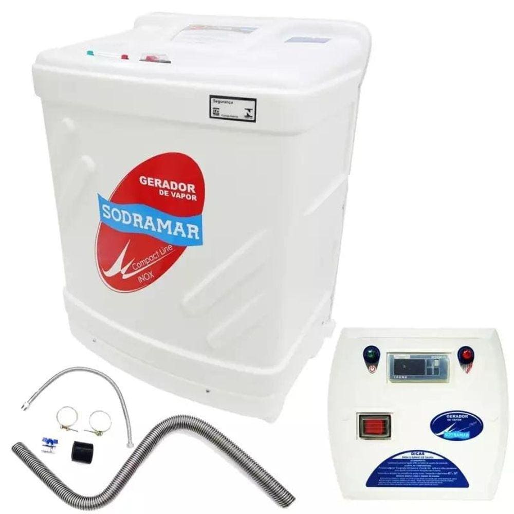 Gerador de Vapor Inox para Sauna 12,0Kw 220V Trifásico c/ Quadro Digital e Kit Acessórios SODRAMAR