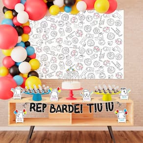 Kit Festa Meme Flork 39 Itens Painel + Faixa + Topo De Bolo
