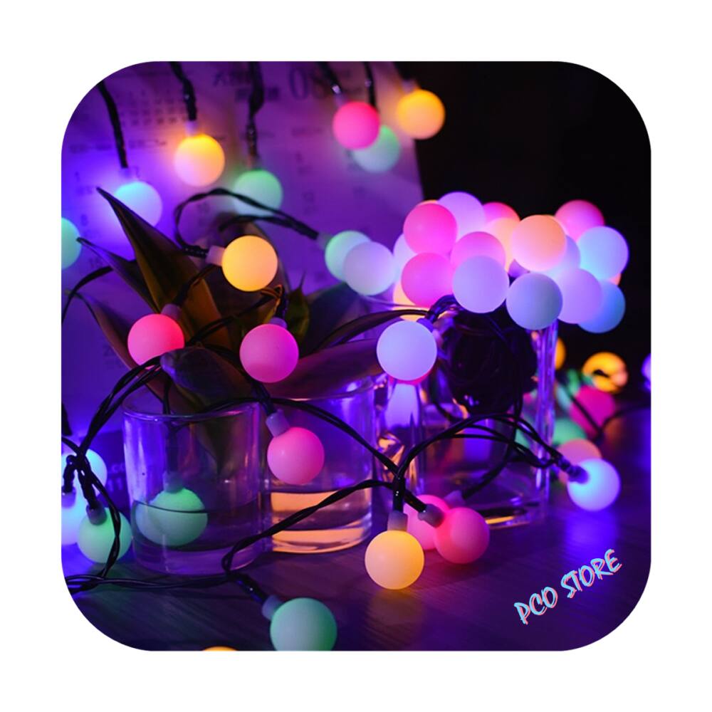 Cordão Led Luz Varal 8 Funções 100 Bolinhas 8m Fio Verde Colorido 220V