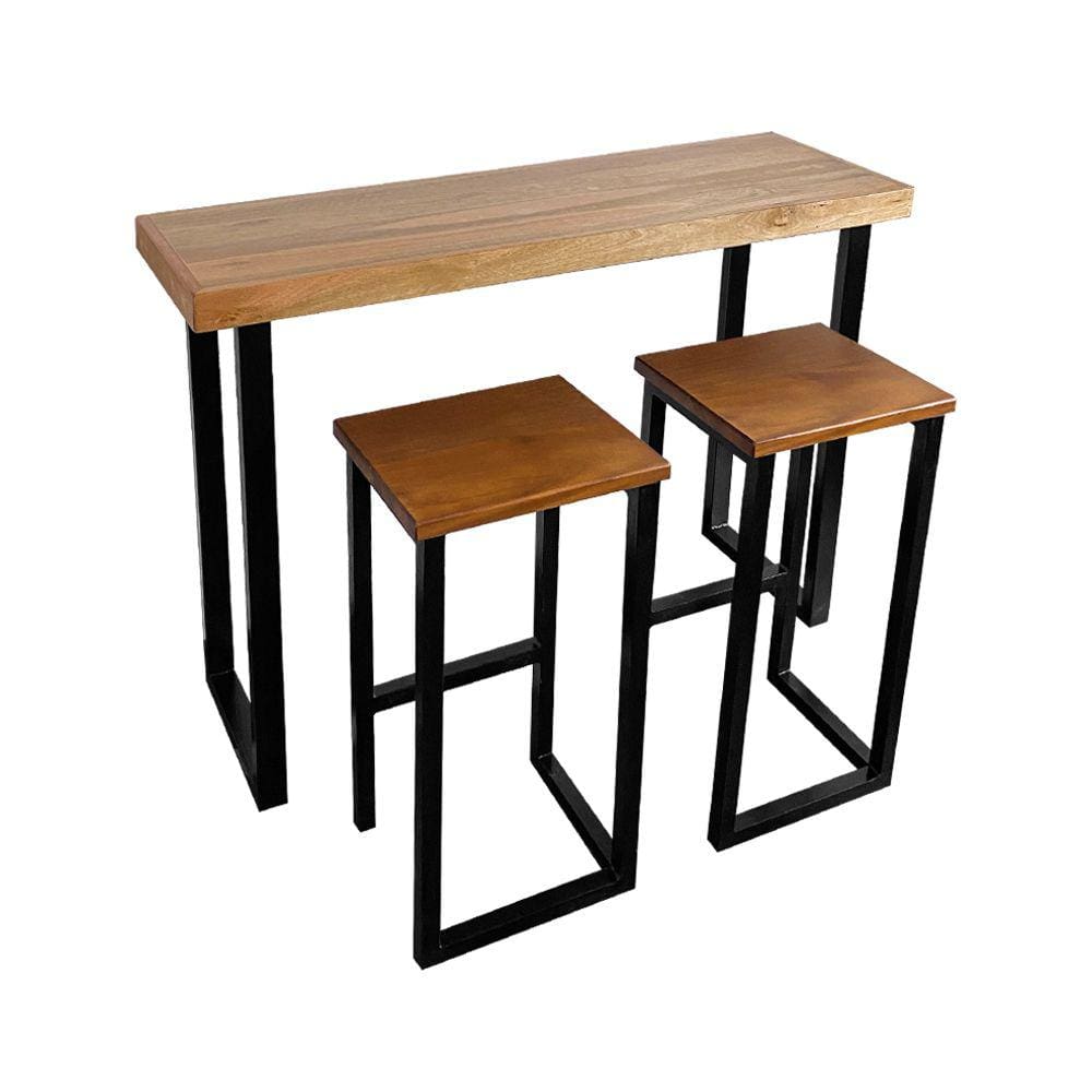 Conjunto Industrial 120cm Aparador com 2 Banquetas Bistrôs Premium Base Ferro Preto