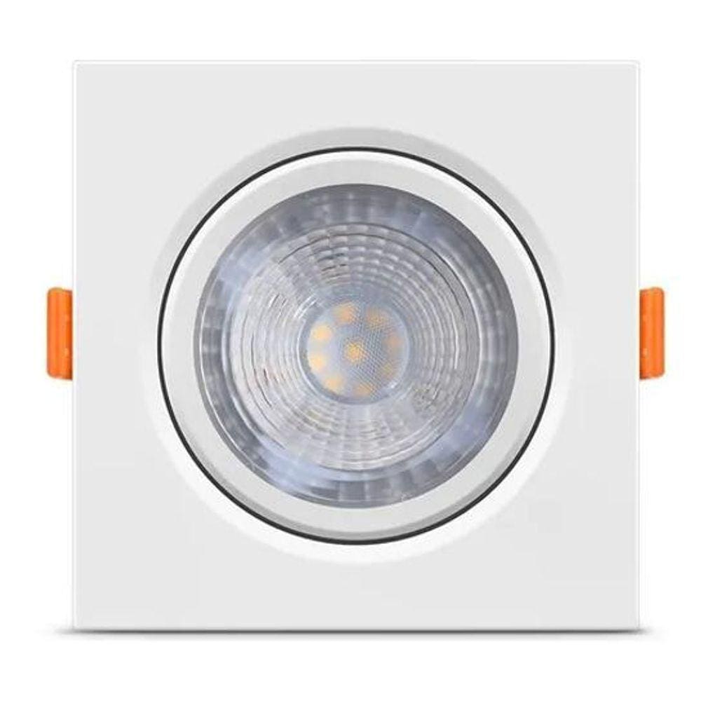 Kit 5 Luminárias Dicroica Embutir Ecospot Mr16 6500K Branca