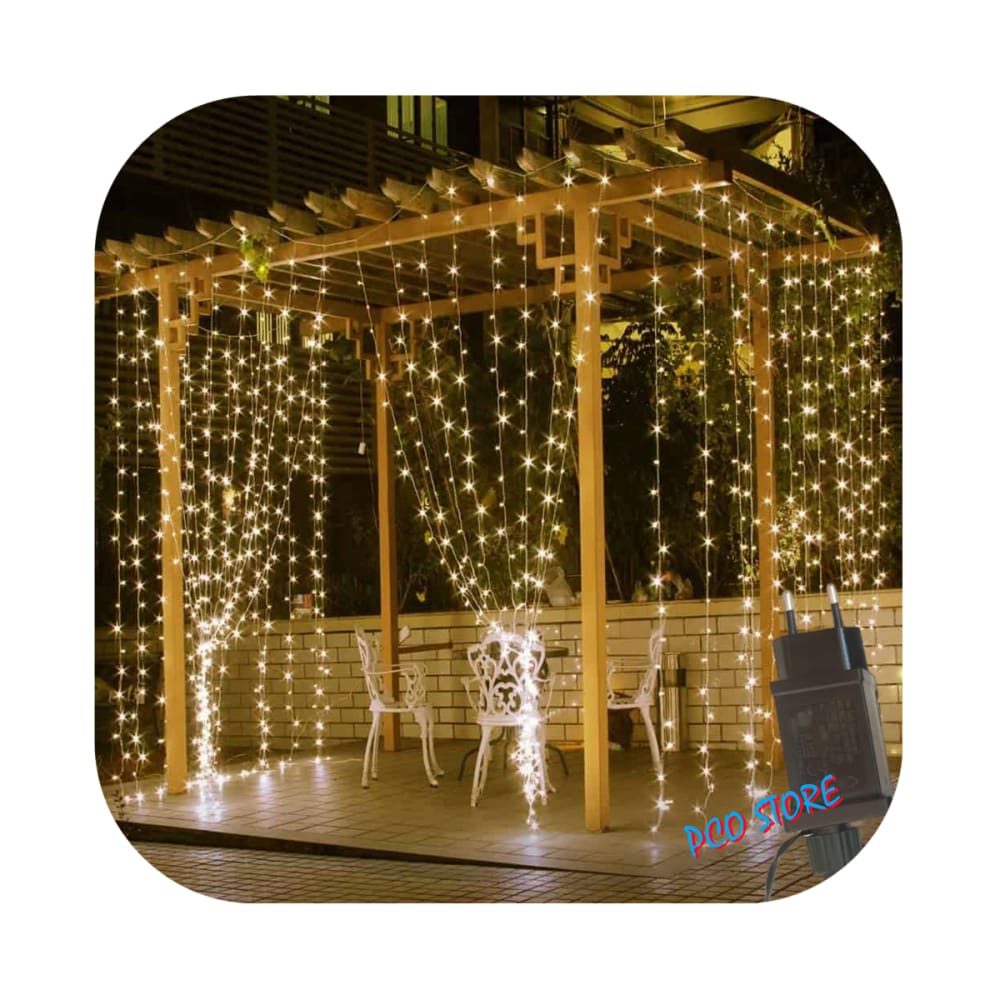 Cortina 500 Led Prova D´água 3,0m x 2,5m Fixo Branco Quente Decor Festa Casa Natal Bivolts